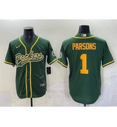 Men Green Bay Packers 1 Micah Parsons Green Cool Base Stitched Baseball Jersey Men Green Bay Packers 1 Micah Parsons Green Cool Base Stitched Baseball Jersey