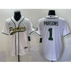 Men Green Bay Packers 1 Micah Parsons White Cool Base Stitched Baseball Jersey