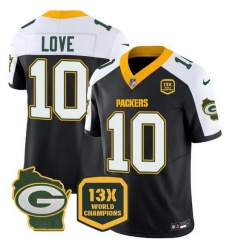 Men Green Bay Packers 10 Jordan Love Black White 2023 F U S E Home Patch 13 Time World Champions Vapor Untouchable Limited Stitched Jersey Men Green Bay Packers 10 Jordan Love Black White 2023 F U S E Home Patch 13 Time World Champions Vapor Untouchable Limited Stitched Jersey