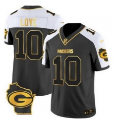 Men Green Bay Packers 10 Jordan Love Black White Gold 2024 F U S E Home Patch Vapor Untouchable Limited Stitched Jersey Men Green Bay Packers 10 Jordan Love Black White Gold 2024 F U S E Home Patch Vapor Untouchable Limited Stitched Jersey