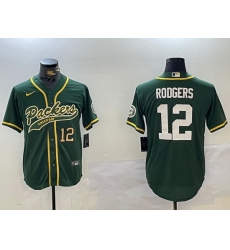 Men Green Bay Packers 12 Aaron Rodgers Green Cool Base Stitched Baseball Jersey 3 Men Green Bay Packers 12 Aaron Rodgers Green Cool Base Stitched Baseball Jersey 3
