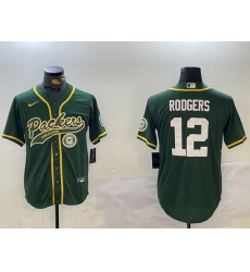 Men Green Bay Packers 12 Aaron Rodgers Green Cool Base Stitched Baseball Jersey Men Green Bay Packers 12 Aaron Rodgers Green Cool Base Stitched Baseball Jersey