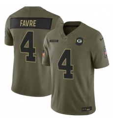 Men Green Bay Packers 4 Brett Favre Olive 2025 F U S E  Salute to Service Limited Stitched Football Jersey