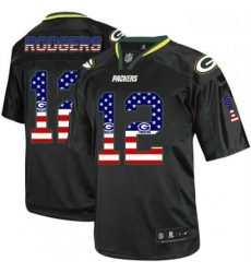 Men Nike Green Bay Packers 12 Aaron Rodgers Elite Black USA Flag Fashion NFL Jersey Men Nike Green Bay Packers 12 Aaron Rodgers Elite Black USA Flag Fashion NFL Jersey