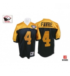 Mitchell and Ness Green Bay Packers 4 Brett Favre Authentic Navy BlueGold With 75th Patch Throwback NFL Jersey Mitchell and Ness Green Bay Packers 4 Brett Favre Authentic Navy BlueGold With 75th Patch Throwback NFL Jersey