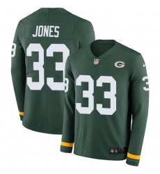 Nike Packers #33 Aaron Jones Green Team Color Men Stitched NFL Limited Therma Long Sleeve Jersey Nike Packers #33 Aaron Jones Green Team Color Men Stitched NFL Limited Therma Long Sleeve Jersey