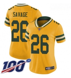 Packers #26 Darnell Savage Yellow Women Stitched Football Limited Rush 100th Season Jersey Packers #26 Darnell Savage Yellow Women Stitched Football Limited Rush 100th Season Jersey