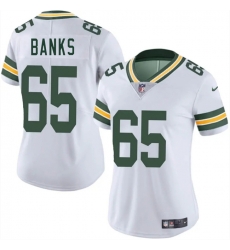 Women Green Bay Packers 65 Aaron Banks White 2025 Vapor Untouchable Limited Stitched Jersey Women Green Bay Packers 65 Aaron Banks White 2025 Vapor Untouchable Limited Stitched Jersey