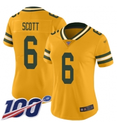 Women Packers 6 JK Scott Yellow Stitched Football Limited Rush 100th Season Jersey Women Packers 6 JK Scott Yellow Stitched Football Limited Rush 100th Season Jersey