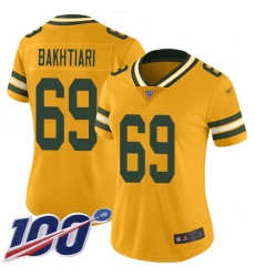 Women Packers 69 David Bakhtiari Yellow Stitched Football Limited Rush 100th Season Jersey Women Packers 69 David Bakhtiari Yellow Stitched Football Limited Rush 100th Season Jersey