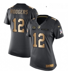 Womens Nike Green Bay Packers 12 Aaron Rodgers Limited BlackGold Salute to Service NFL Jersey Womens Nike Green Bay Packers 12 Aaron Rodgers Limited BlackGold Salute to Service NFL Jersey