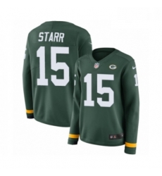 Womens Nike Green Bay Packers 15 Bart Starr Limited Green Therma Long Sleeve NFL Jersey Womens Nike Green Bay Packers 15 Bart Starr Limited Green Therma Long Sleeve NFL Jersey