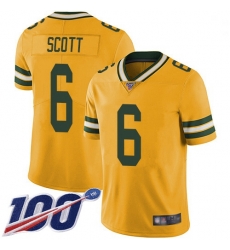 Youth Packers 6 JK Scott Yellow Stitched Football Limited Rush 100th Season Jersey Youth Packers 6 JK Scott Yellow Stitched Football Limited Rush 100th Season Jersey