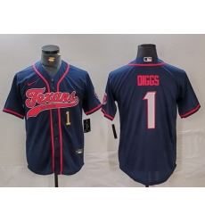 Men Houston Texans 1 Stefon Diggs Navy With Patch Cool Base Stitched Baseball Jersey 1 Men Houston Texans 1 Stefon Diggs Navy With Patch Cool Base Stitched Baseball Jersey 1