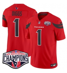 Men Houston Texans 1 Stefon Diggs Red F U S E 2024 AFC South Division Champions Vapor Limited Stitched Football Jersey Men Houston Texans 1 Stefon Diggs Red F U S E 2024 AFC South Division Champions Vapor Limited Stitched Football Jersey