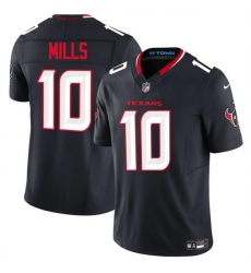 Men Houston Texans 10 Davis Mills Navy 2025 F U S E  Vapor Limited Stitched Football Jersey