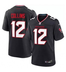 Men Houston Texans 12 Nico Collins Navy Stitched Game Jersey Men Houston Texans 12 Nico Collins Navy Stitched Game Jersey
