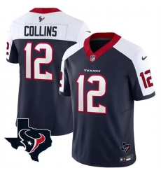 Men Houston Texans 12 Nico Collins White Navy 2023 F U S E Vapor Untouchable Limited Stitched Football Jersey Men Houston Texans 12 Nico Collins White Navy 2023 F U S E Vapor Untouchable Limited Stitched Football Jersey