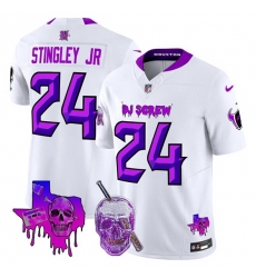 Men Houston Texans 24 Derek Stingley Jr  White F U S E  DJ Screw Vapor Limited Stitched Football Jersey