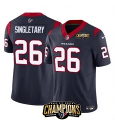 Men Houston Texans 26 Devin Singletary Navy 2023 F U S E AFC South Champions Patch Vapor Untouchable Limited Stitched Football Jersey Men Houston Texans 26 Devin Singletary Navy 2023 F U S E AFC South Champions Patch Vapor Untouchable Limited Stitched Football Jersey