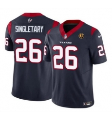 Men Houston Texans 26 Devin Singletary Navy 2023 F U S E With John Madden Patch Vapor Limited Stitched Football Jersey Men Houston Texans 26 Devin Singletary Navy 2023 F U S E With John Madden Patch Vapor Limited Stitched Football Jersey