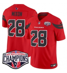 Men Houston Texans 28 Joe Mixon Red F U S E 2024 AFC South Division Champions Vapor Limited Stitched Football Jersey Men Houston Texans 28 Joe Mixon Red F U S E 2024 AFC South Division Champions Vapor Limited Stitched Football Jersey