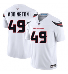 Men Houston Texans 49 Tucker Addington White 2024 Vapor F U S E  Limited Stitched Jersey