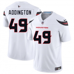 Men Houston Texans 49 Tucker Addington White 2024 Vapor F U S E  Limited Stitched Jersey