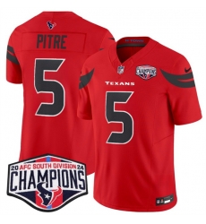 Men Houston Texans 5 Jalen Pitre Red F U S E 2024 AFC South Division Champions Vapor Limited Stitched Football Jersey Men Houston Texans 5 Jalen Pitre Red F U S E 2024 AFC South Division Champions Vapor Limited Stitched Football Jersey