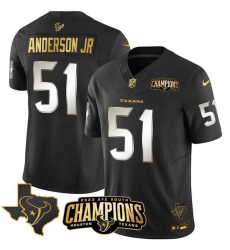 Men Houston Texans 51 Will Anderson Jr Black Golden 2023 F U S E With AFC South Champions Patch And Team Logo Patch Limited Stitched Football Jersey Men Houston Texans 51 Will Anderson Jr Black Golden 2023 F U S E With AFC South Champions Patch And Team Logo Patch Limited Stitched Football Jersey