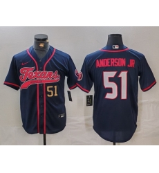 Men Houston Texans 51 Will Anderson Jr Navy With Patch Cool Base Stitched Baseball Jersey 1 Men Houston Texans 51 Will Anderson Jr Navy With Patch Cool Base Stitched Baseball Jersey 1