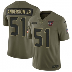 Men Houston Texans 51 Will Anderson Jr  Olive 2025 F U S E  Salute to Service Limited Stitched Football Jersey