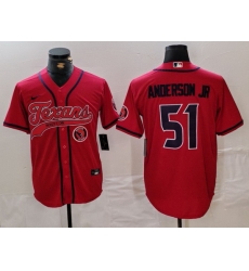 Men Houston Texans 51 Will Anderson Jr Red With Patch Cool Base Stitched Baseball Jersey 1 Men Houston Texans 51 Will Anderson Jr Red With Patch Cool Base Stitched Baseball Jersey 1
