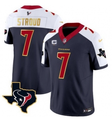 Men Houston Texans 7 C J Stroud Navy White 2023 F U S E With 1 Star C And Team Logo Patch Limited Stitched Football Jersey Men Houston Texans 7 C J Stroud Navy White 2023 F U S E With 1 Star C And Team Logo Patch Limited Stitched Football Jersey