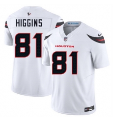 Men Houston Texans 81 Jayden Higgins White 2025 Draft Vapor F U S E  Limited Stitched Jersey