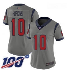 Texans #10 DeAndre Hopkins Gray Women Stitched Football Limited Inverted Legend 100th Season Jersey Texans #10 DeAndre Hopkins Gray Women Stitched Football Limited Inverted Legend 100th Season Jersey