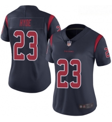 Texans #23 Carlos Hyde Navy Blue Women Stitched Football Limited Rush Jersey 2 Texans #23 Carlos Hyde Navy Blue Women Stitched Football Limited Rush Jersey 2