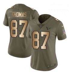 Womens Nike Houston Texans 87 Demaryius Thomas Limited Olive Gold 2017 Salute to Service NFL Jersey Womens Nike Houston Texans 87 Demaryius Thomas Limited Olive Gold 2017 Salute to Service NFL Jersey