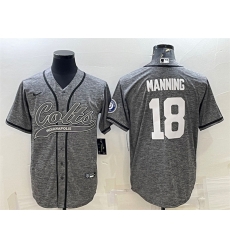 Men Indianapolis Colts 18 Peyton Manning Grey With Patch Cool Base Stitched Baseball Jersey Men Indianapolis Colts 18 Peyton Manning Grey With Patch Cool Base Stitched Baseball Jersey