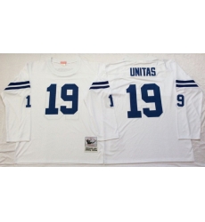 Men Indianapolis Colts 19 Johnny Unitas White M&N Throwback Jersey Men Indianapolis Colts 19 Johnny Unitas White M&N Throwback Jersey