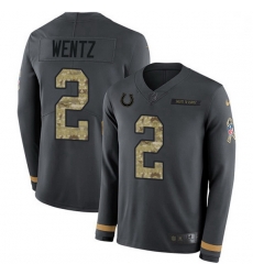 Men Indianapolis Colts 2 Carson Wentz Anthracite Salute to Service Men Stitched NFL Limited Therma Long Sleeve Jersey Men Indianapolis Colts 2 Carson Wentz Anthracite Salute to Service Men Stitched NFL Limited Therma Long Sleeve Jersey