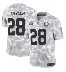 Men Indianapolis Colts 28 Jonathan Taylor 2024 F U S E Arctic Camo Salute To Service Limited Stitched Football Jersey Men Indianapolis Colts 28 Jonathan Taylor 2024 F U S E Arctic Camo Salute To Service Limited Stitched Football Jersey