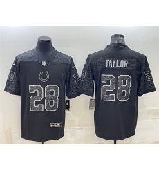 Men Indianapolis Colts 28 Jonathan Taylor Black Reflective Limited Stitched Football Jersey Men Indianapolis Colts 28 Jonathan Taylor Black Reflective Limited Stitched Football Jersey