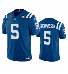Men Indianapolis Colts 5 Anthony Richardson Blue 2023 F U S E 40th Anniversary Vapor Untouchable Stitched Football Jersey Men Indianapolis Colts 5 Anthony Richardson Blue 2023 F U S E 40th Anniversary Vapor Untouchable Stitched Football Jersey