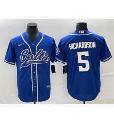 Men Indianapolis Colts 5 Anthony Richardson Royal Cool Base Stitched Baseball Jersey Men Indianapolis Colts 5 Anthony Richardson Royal Cool Base Stitched Baseball Jersey