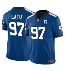Men Indianapolis Colts 97 Laiatu Latu Blue 2024 Draft F U S E Thowback Vapor Limited Stitched Football Jersey Men Indianapolis Colts 97 Laiatu Latu Blue 2024 Draft F U S E Thowback Vapor Limited Stitched Football Jersey