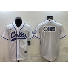 Men Indianapolis Colts White Team Big Logo With Patch Cool Base Stitched Baseball Jersey Men Indianapolis Colts White Team Big Logo With Patch Cool Base Stitched Baseball Jersey