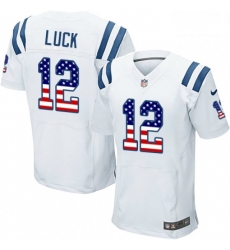 Men Nike Indianapolis Colts 12 Andrew Luck Elite White Road USA Flag Fashion NFL Jersey Men Nike Indianapolis Colts 12 Andrew Luck Elite White Road USA Flag Fashion NFL Jersey