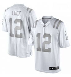 Men Nike Indianapolis Colts 12 Andrew Luck Limited White Platinum NFL Jersey Men Nike Indianapolis Colts 12 Andrew Luck Limited White Platinum NFL Jersey