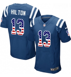 Men Nike Indianapolis Colts 13 TY Hilton Elite Royal Blue Home USA Flag Fashion NFL Jersey Men Nike Indianapolis Colts 13 TY Hilton Elite Royal Blue Home USA Flag Fashion NFL Jersey